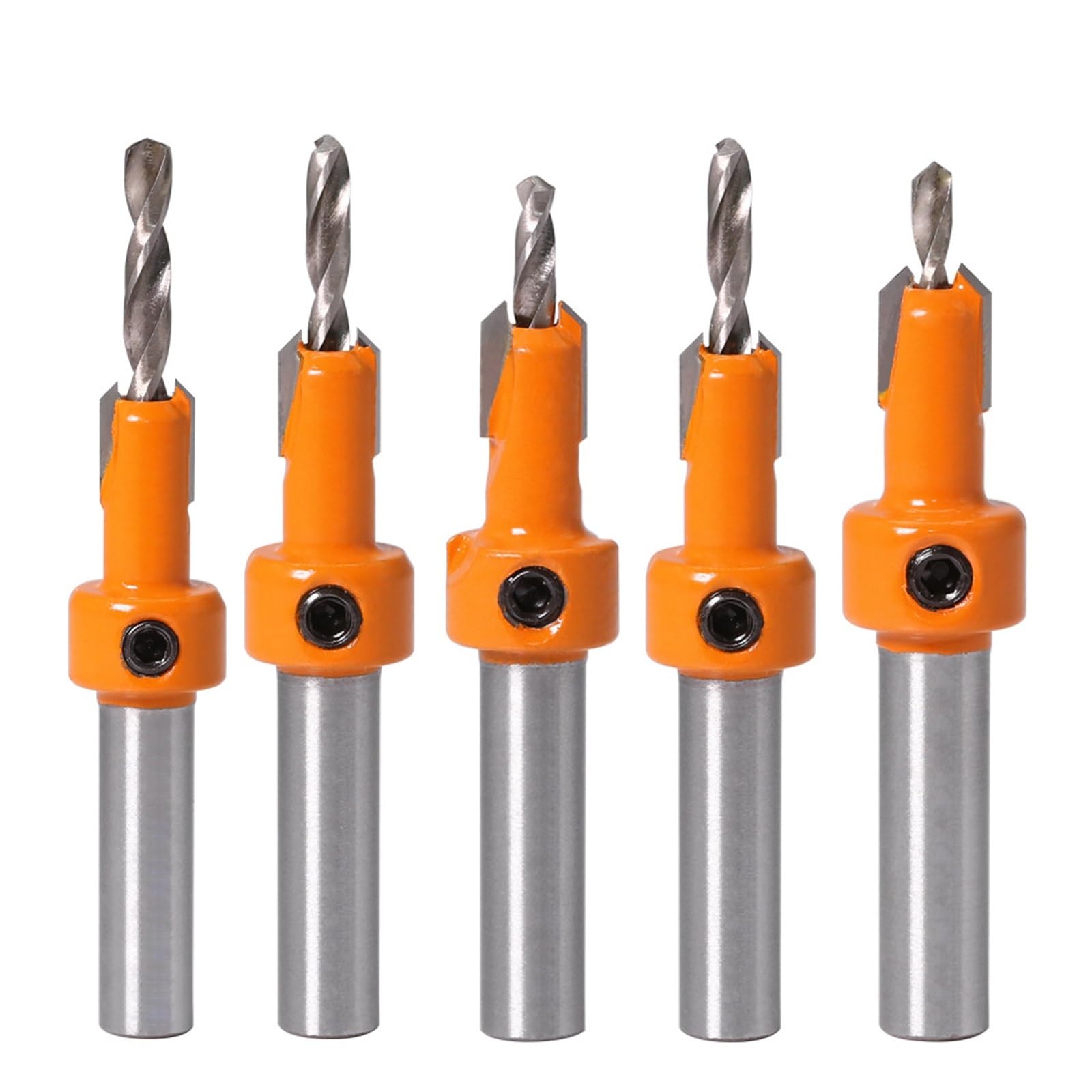 Un set di trapano a foro svasato for lavorazione del legno con vite su testa in lega, trapano a gradini, strumento di installazione for fori for viti autofilettanti in legno(5PCS 8MM)