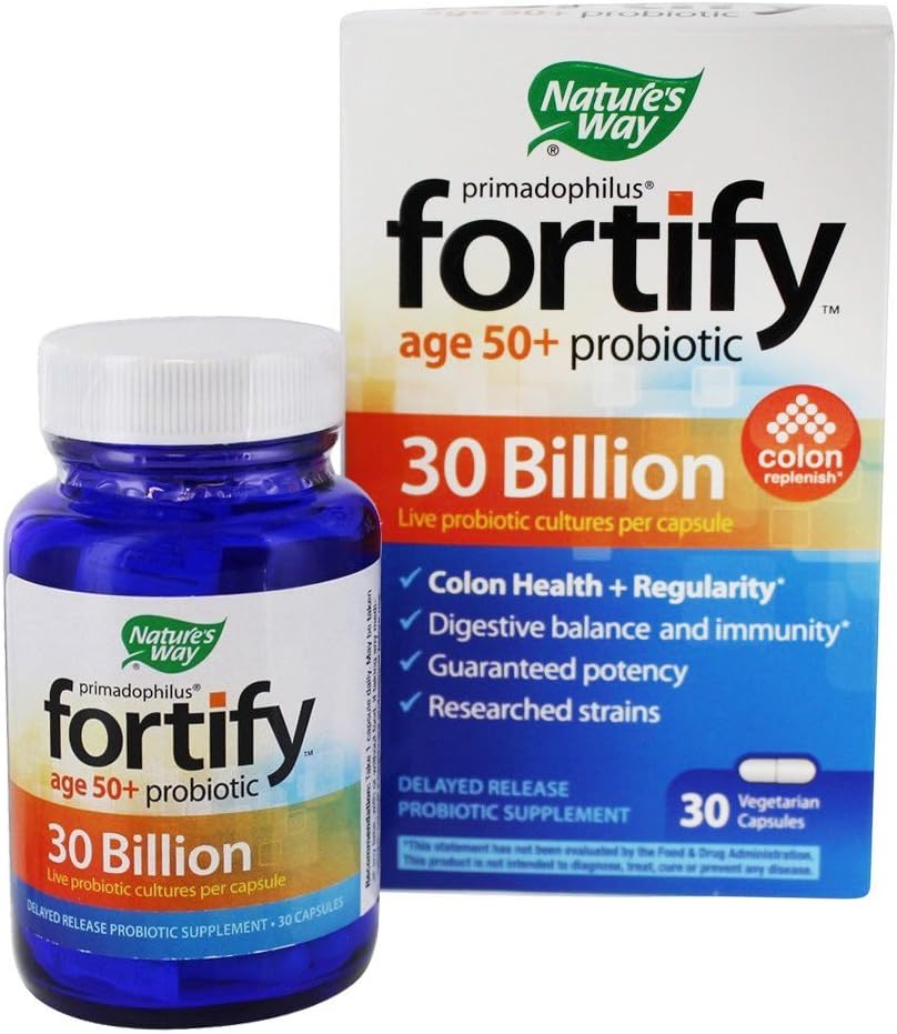 Nature's Way Primadophilus Fortify Age 50+ Probiotic Supplement, 30 count (2 Pack)