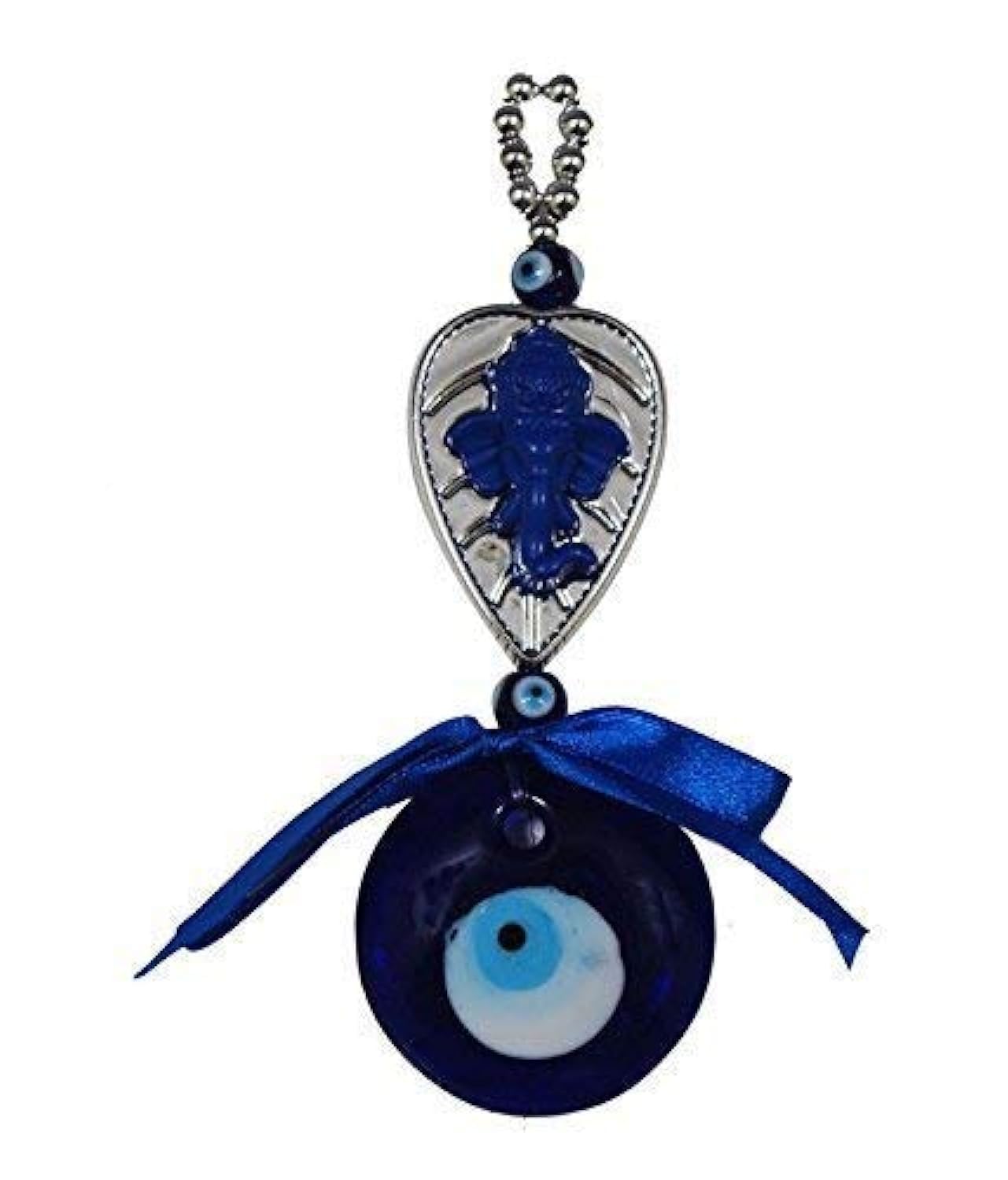WOWWOW Rabarikaa Evil Eye Protection Charm with Leaf Ganesha Wall Hanging Ornament Home Decor Protection Good Luck Blessing Housewarming Birthday Gift