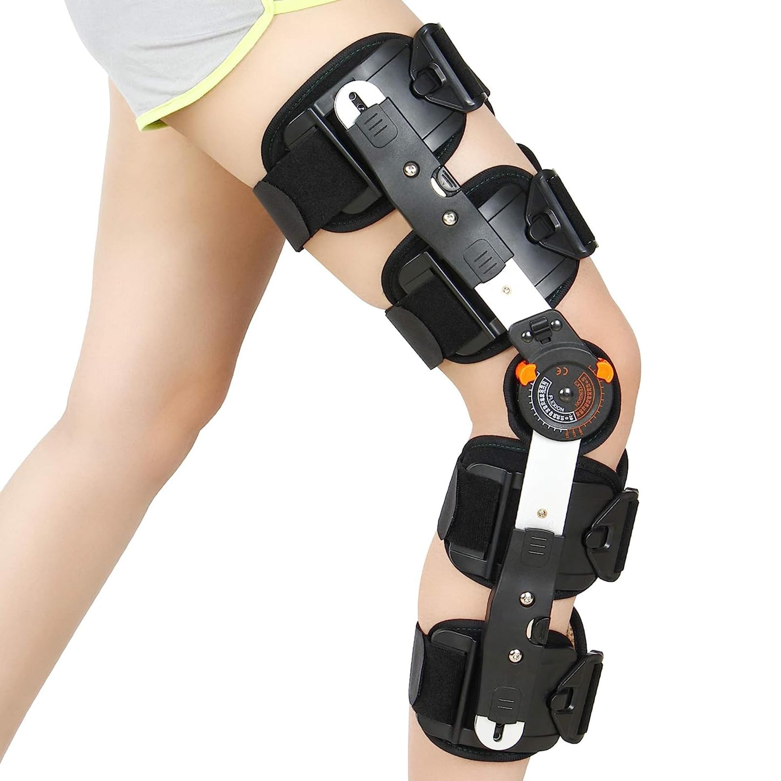 Soporte de rodilla con bisagras, inmovilizador de recuperación de soporte de rodilla ajustable, correas cruzadas ajustables que ayudan a estabilizar la rodilla, para artritis/ACL/desgarro de menisco