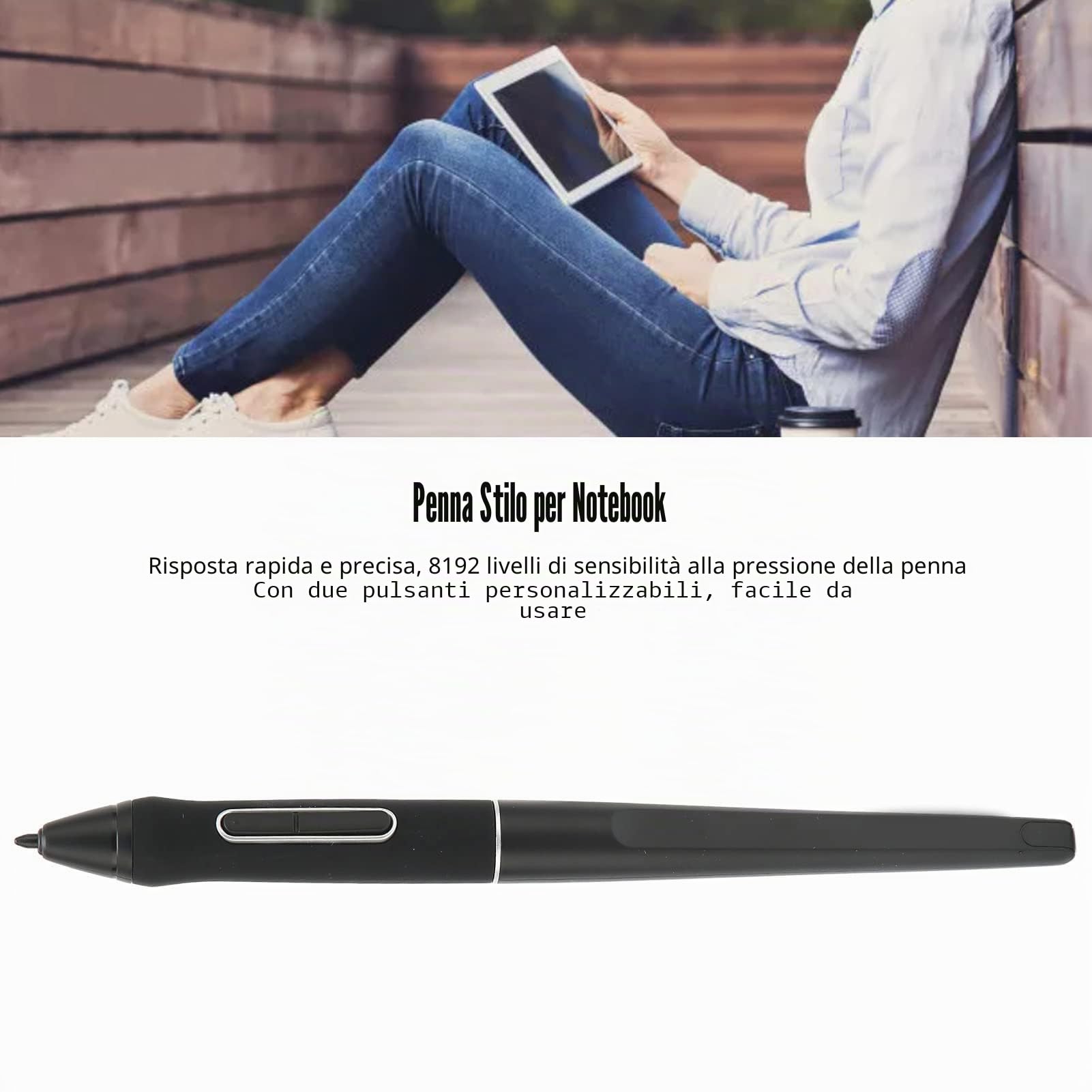Bewinner PW507 Penna Stilo Senza Batteria 8192 Penna di Livello Sensibilità alla Pressione per Tablet Kamvas PRO 12, per Kamvas PRO 13, per Kamvas PRO 16, per Kamvas 16, per