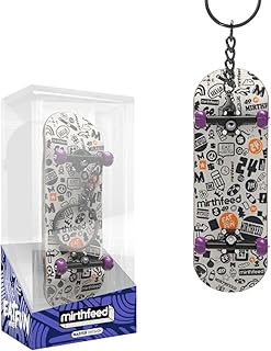 BIGH Fingerboard Llavero - Monopatin para Dedos de Madera Natural de Arce - Fingerboard Profesional - Finger Skate – Patin Dedo – Juguete Regalo – Skate Dedo – Patin Mano - Blanco