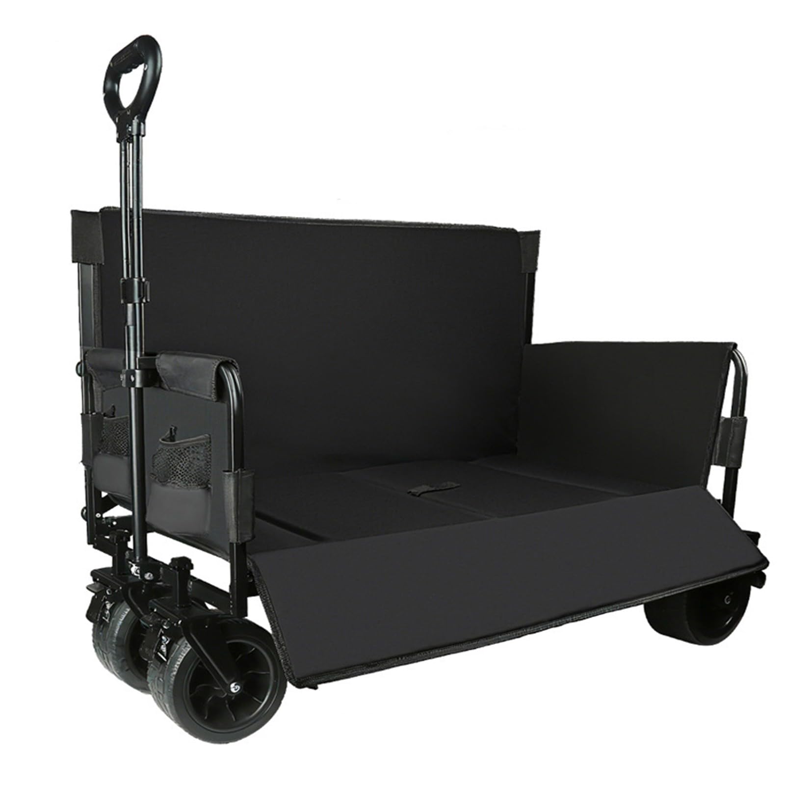 Carrello da Spiaggia Pieghevole Carrello da Giardino Portatutto con Ruote per Ogni Tipo di Terreno Braccioli Regolabili Ruote Rimovibili e Sacchetti per Tazze per Campeggio C
