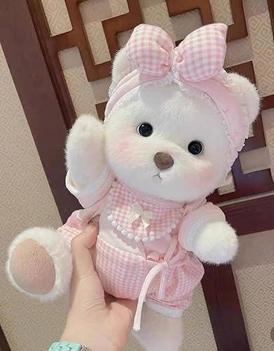 Teddy Angels Oso de peluche de 11.8 pulgadas con ropa de regalo, para niños, niñas, mujeres, cumpleaños (blanco)