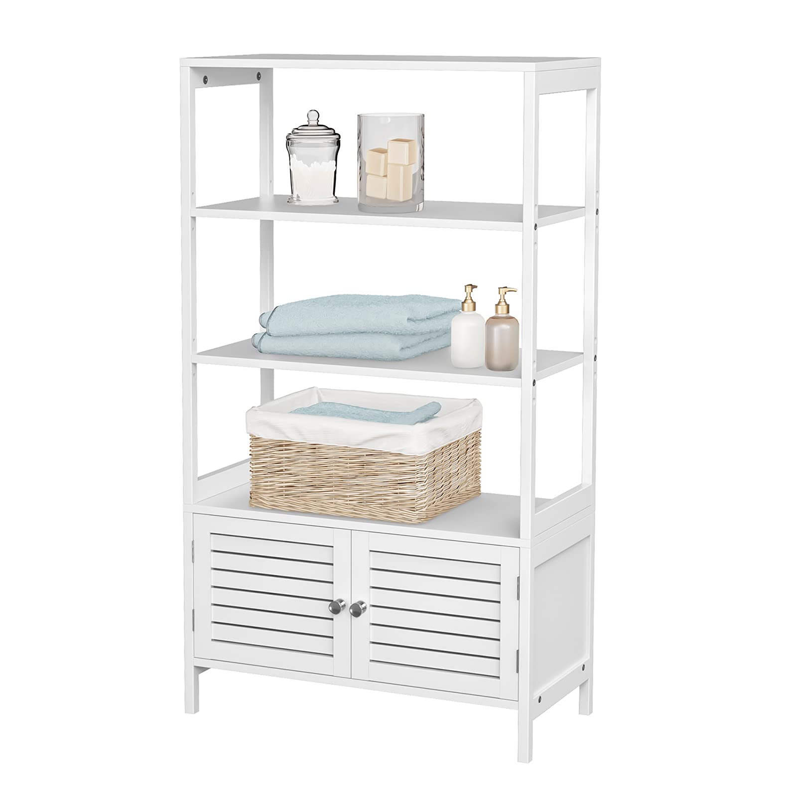 SONGMICS Bathroom FreeStanding Tall Storage with 3