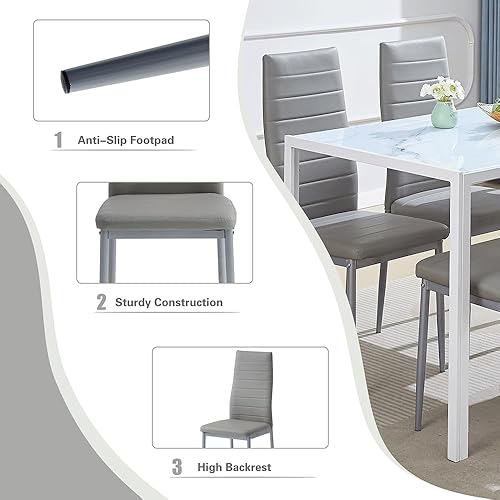 Miniatura 4 de Juego de mesa de comedor para 4, mesa de cocina de 5 piezas y sillas para comedor, apartamento, compacto que ahorra espacio con mesa de vidrio