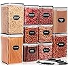 PRAKI Large Airtight Food Storage Containers, 10PCS BPA Free Plastic Cereal Storage Containers, Kitchen & Pantry Organization for Sugar, Flour, Baking Supplies with Lables & Mark