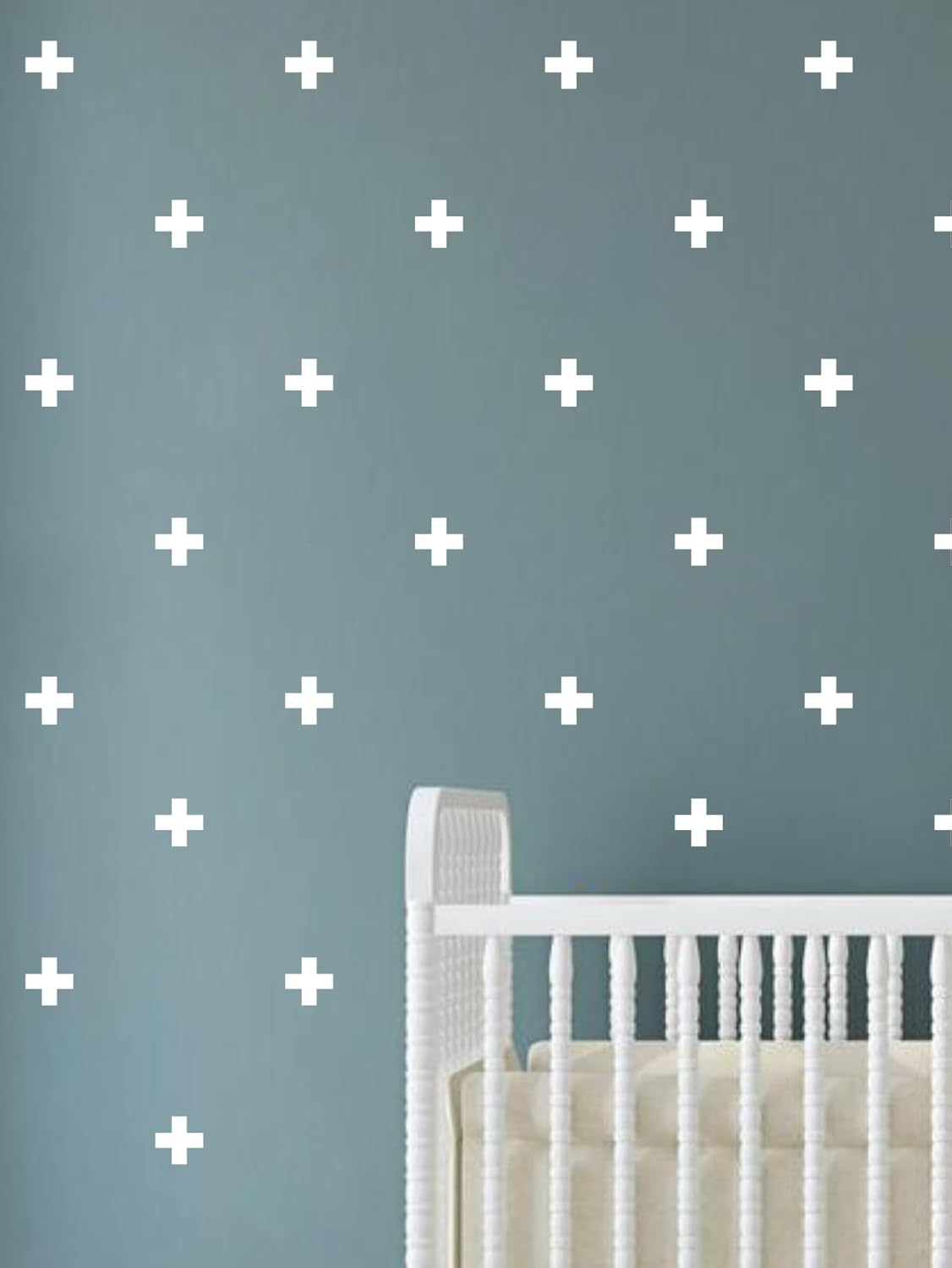 100 Pcs/Set Plus Decal for Wall Sticker Removable Peel and Stick Vinyl Decoration Home Bedroom Living Room Nursery DIY Patten Decor YMX65 (White)