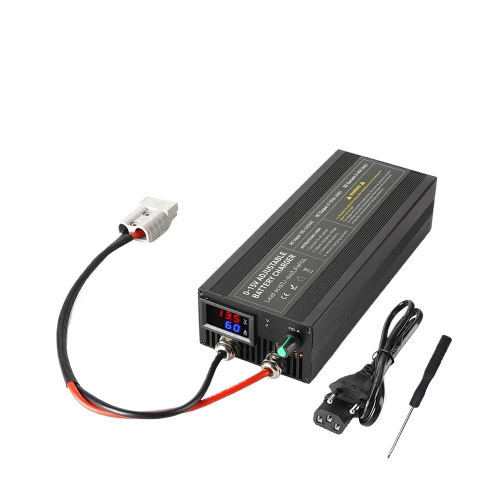 Lifepo4 ładowarka 12 V 60 A/100 A do akumulatora 12,8 V, wysokoprądowa, szybkie ładowanie i regulacja napięcia (DL60A z Andersonem, wtyczka 12 V_EU)