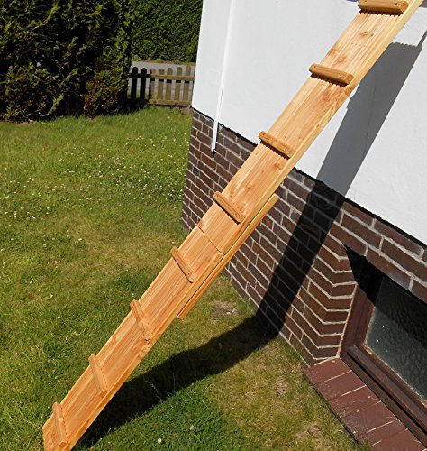 Jennys Tiershop 2 Meter! Katzenleiter/Katzentreppe mit einem Verbinder für Balkon, Mit Gummiklemmschellen. Extra 21 cm Breit. Douglasie