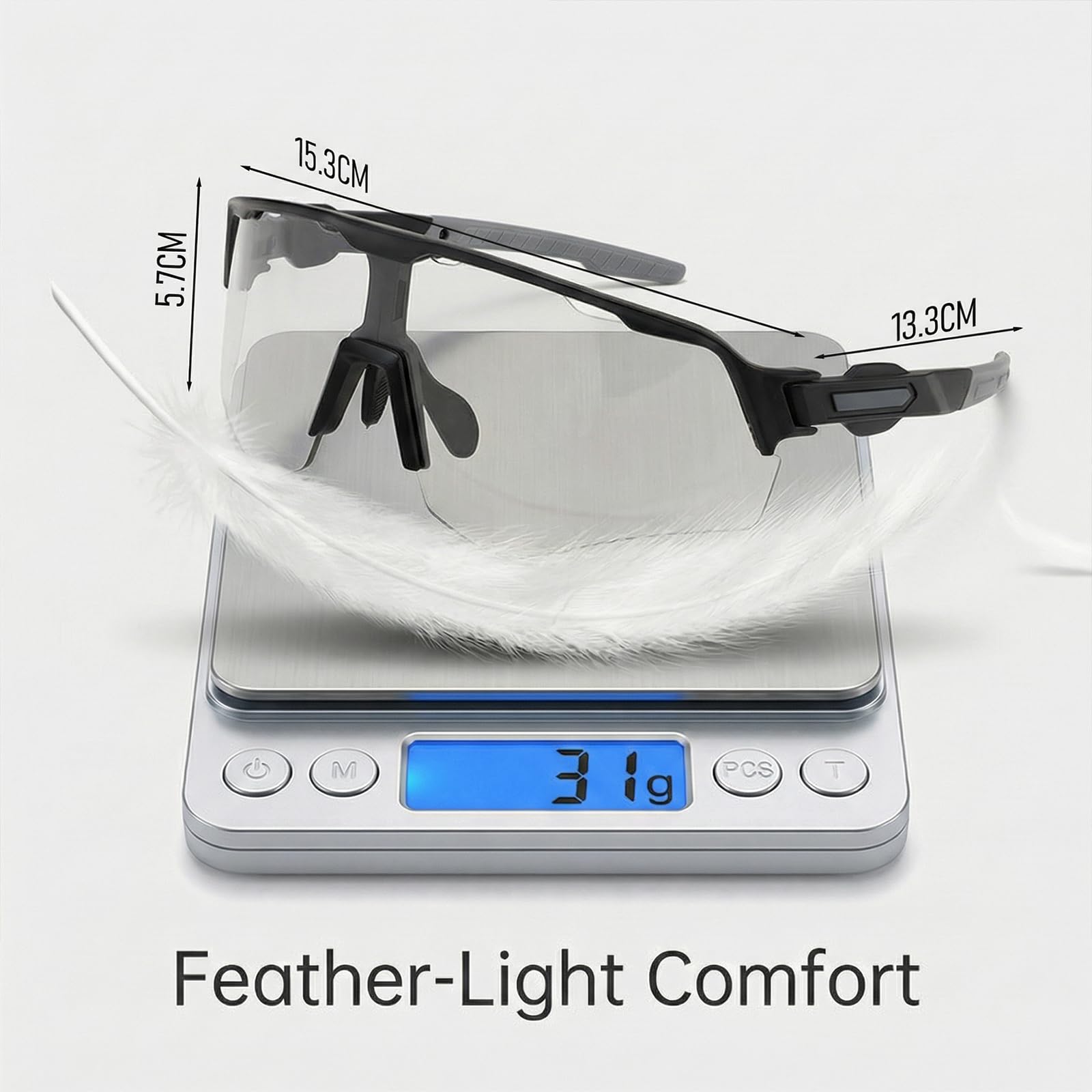 Lunette de Cyclisme Photochromique, Lunette Velo Homme, Lunette Running Femme, Protection UV400, Lunettes Velo, Lunettes de Soleil de Sport Homme Femme pour Pêche/Sports Outdoor