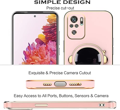 Miniatura 6 de Funda compatible con Redmi Note 10s con soporte creativo de dibujos animados de astronauta rosa, Xiaomi Redmi Note 10s, funda de silicona a prueba