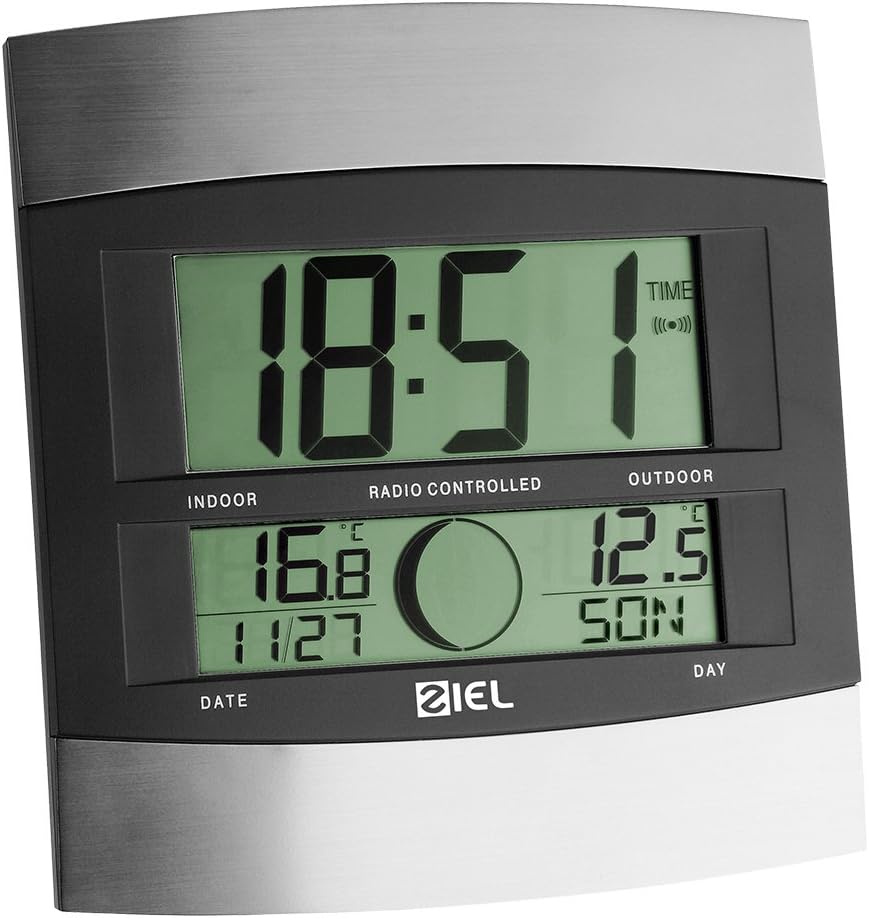 TFA 98.1006.IT Radio Controlled Digital Wall Clock with Outdoor Temperature