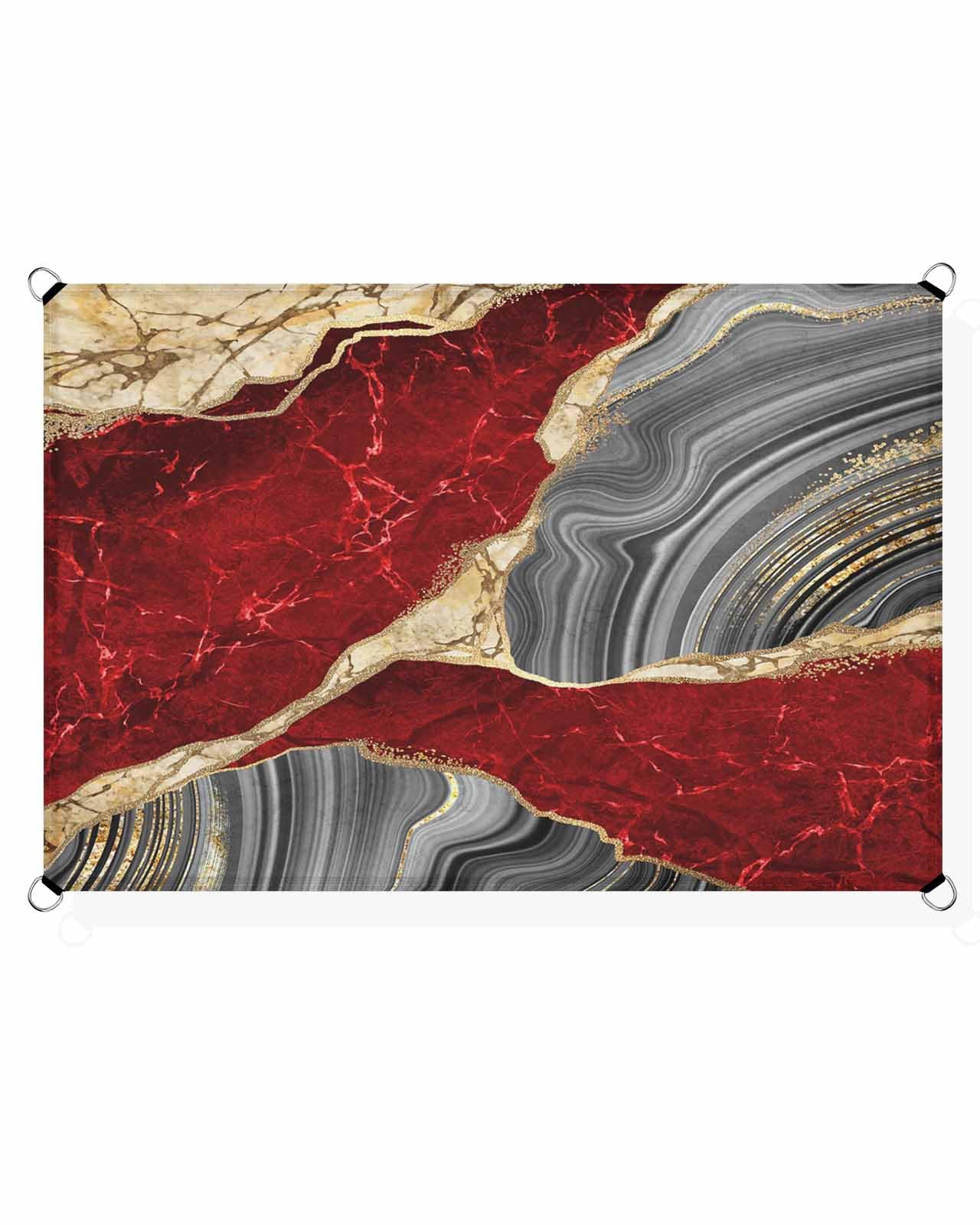 Boanket Sun Shade Sail 8' x 10', Red Marble Rectangular Waterproof Outdoor Sun Shades, Modern Yellow Grey Ink Painting Abstract Art Shade Cloth for Patio Deck Terrace Garden Lawns Beach Backyard