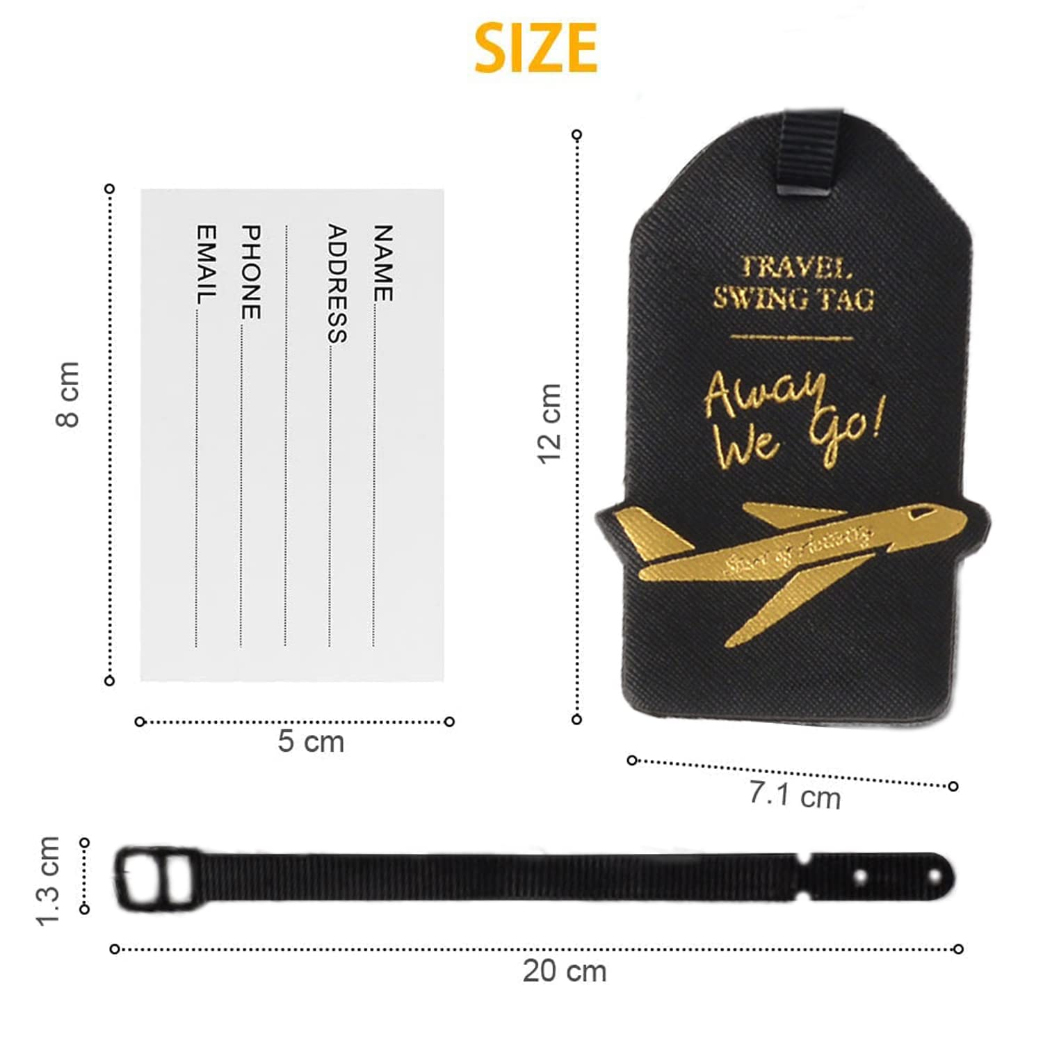 Lot De 2 étiquettes De Bagage En Cuir Synthétique - Design Avion, 6.2x11.5cm, Avec Sangle Réglable, Cadeau Voyage