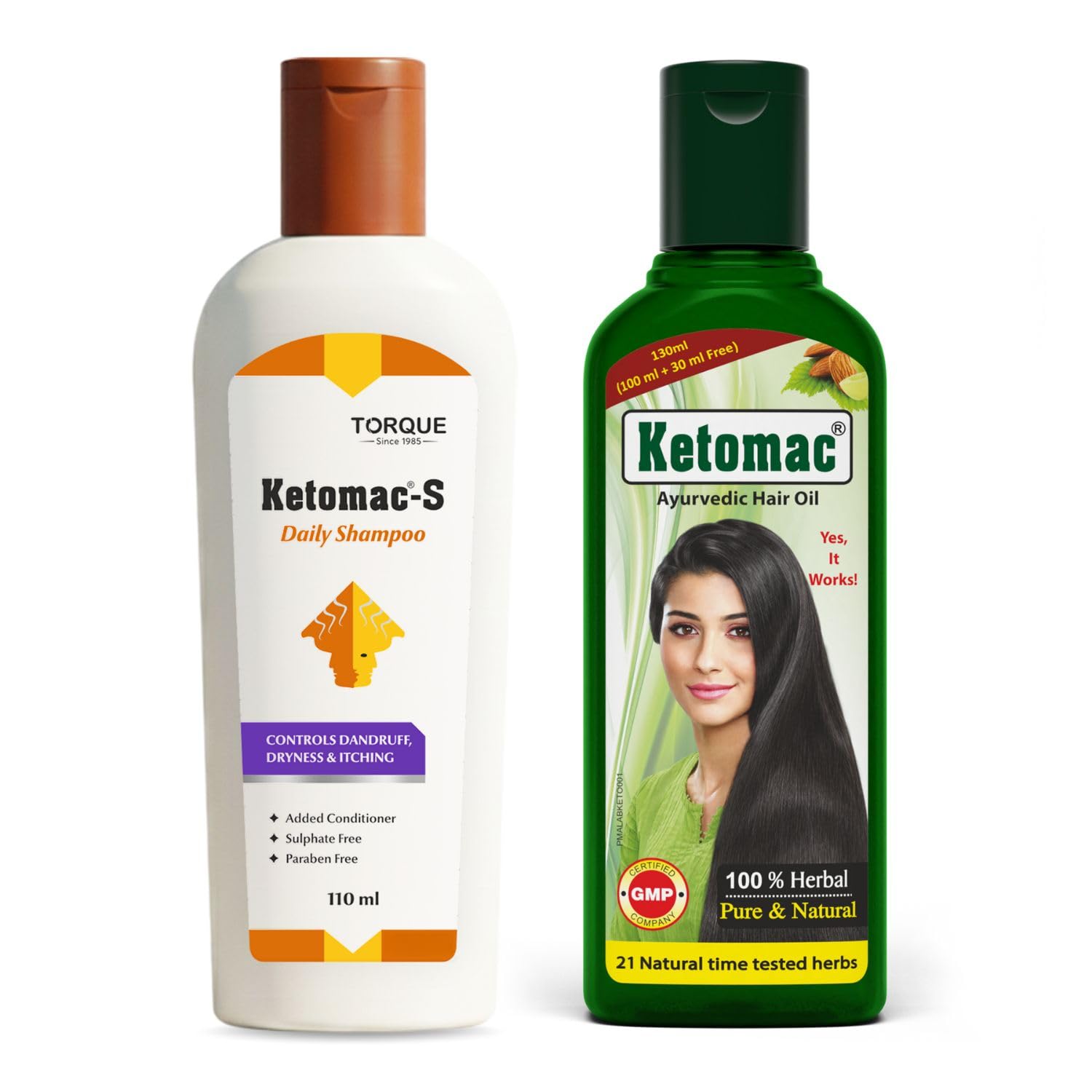Ketomac Hair Care Combo: Ketomac-S Selenium Sulfide Anti-Dandruff Shampoo (Sulfate & Paraben Free) & Ayurvedic Hair Growth Oil