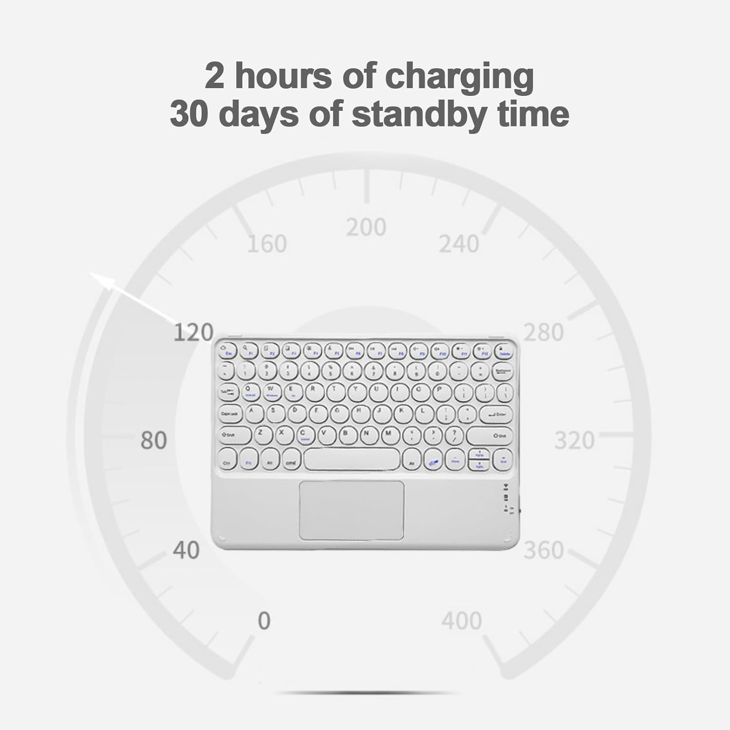 Thanice Wireless Keyboard with Touchpad, Ultra-Slim Portable Rechargeable Bluetooth Keyboard, Ipad & Android Windows Device Compatible (White)