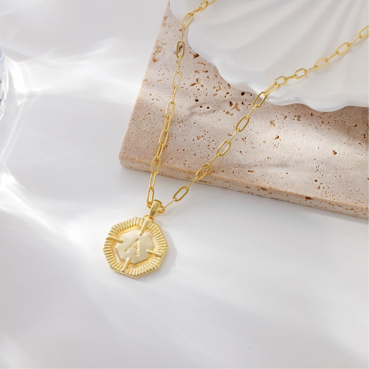 Layered Initial Necklaces for Women Dainty Paperclip Link Chain Choker Necklace 14K Gold Plated Octagon Letter Necklace Personalized Name Necklace Teen Gift Trendy Stuff Cute Jewelry Gifts - Image 7