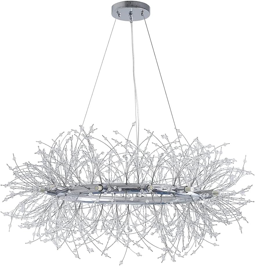EFPD Fireworks Chandelier, G9 Crystal Ceiling Light, recessed Installation, for Lighting bedrooms, Dining Rooms, Living Rooms and Kitchen Islands. (Silver Disc Light 8T)