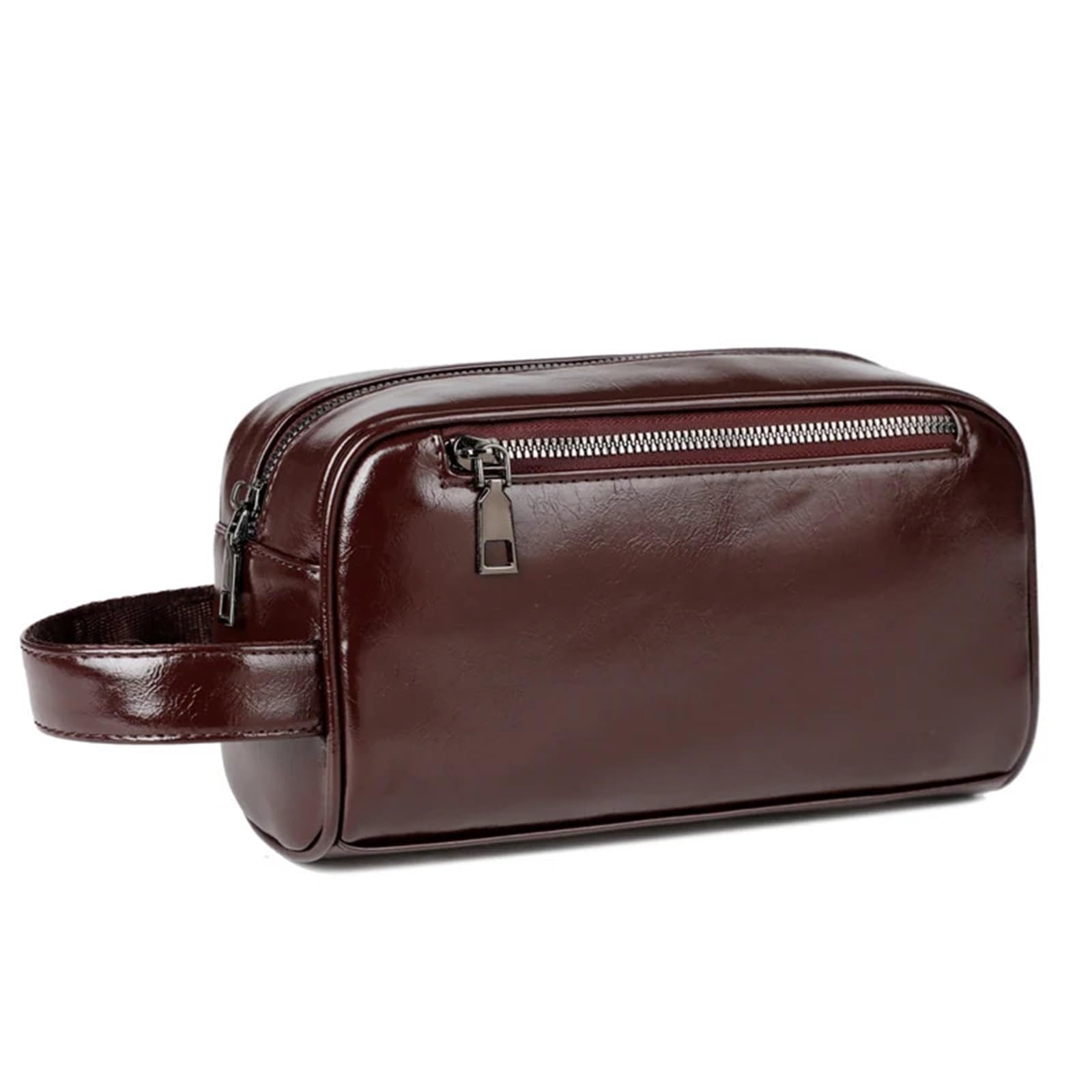 Pochette da uomo Borsa da uomo Borsa da polso in pelle cerata con cerniera lunga Portafoglio for telefono