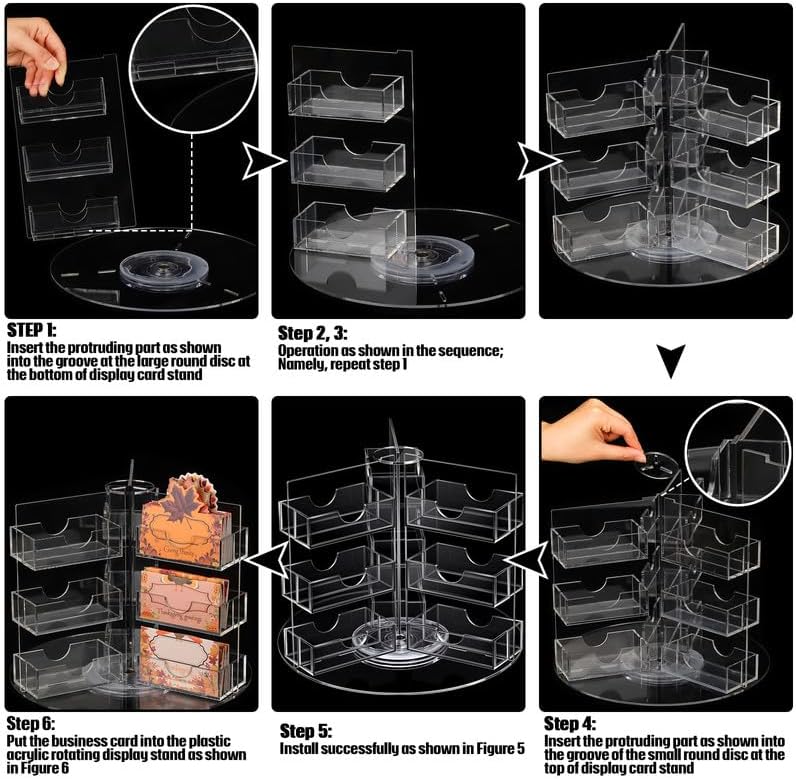 Miniatura 3 de Huwena Tarjetero giratorio de acrílico de 36 bolsillos, soporte para tarjetas de visita transparente giratorio múltiple, soporte para tarjetas de