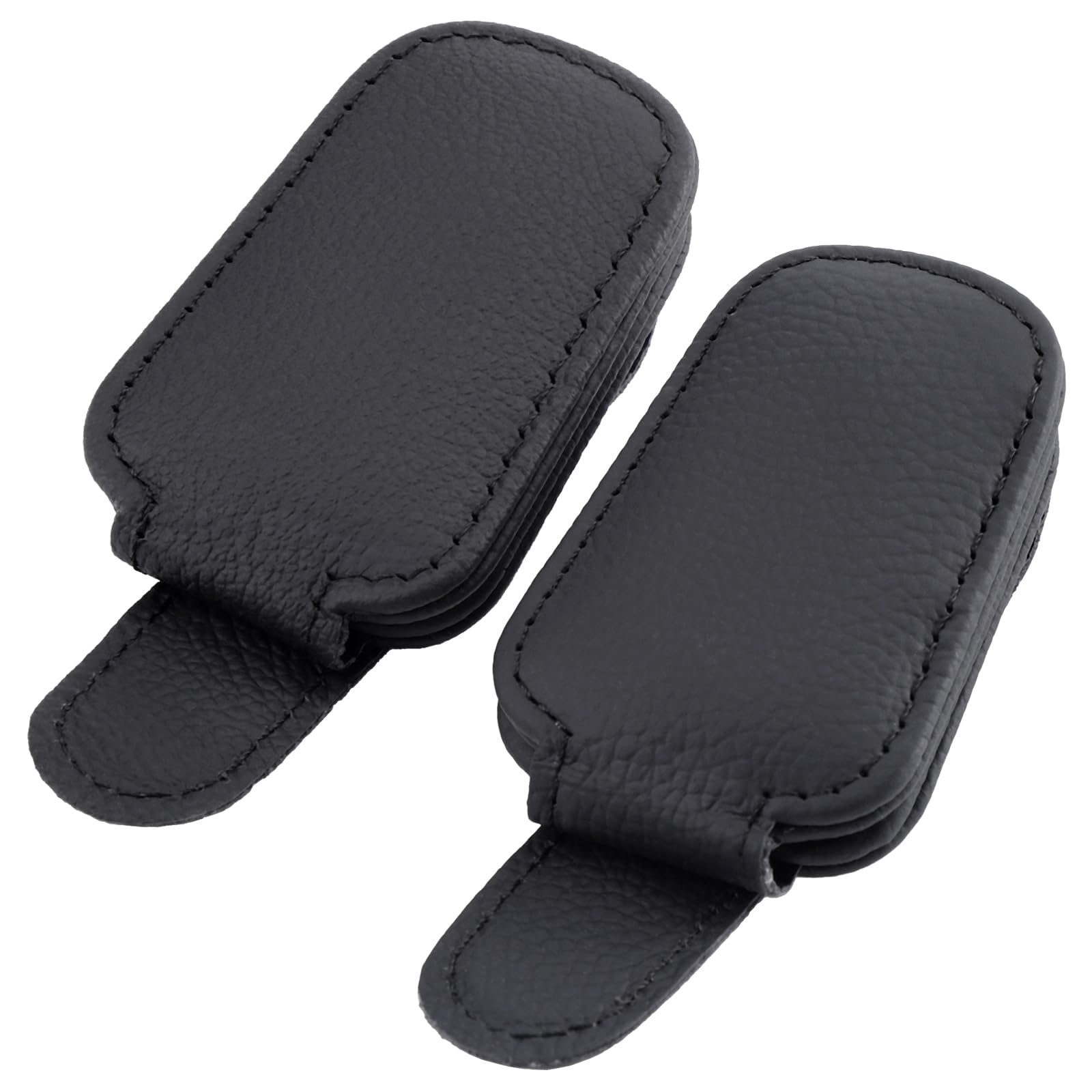 eROOSY 2 x Car Glasses Holder, Car Sun Visor Glasses Clip, Magnetic Leather Sunglasses Holder, Sun Visor Holder, Car Sun Visor (Black)