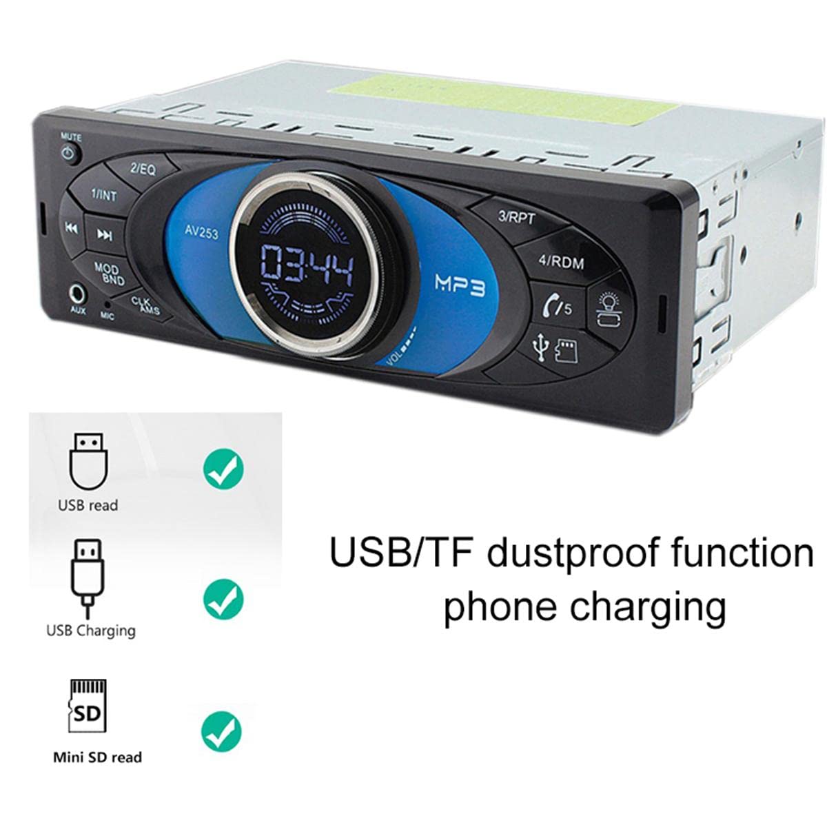 Radio samochodowe 12V 1 Din radia samochodowe 2.5 Cal samochodowe stereo odtwarzacz muzyczny MP3 obs?uga Bluetooth podwójny USB TF AUX FM AM g?o?nomówi?cy telefon