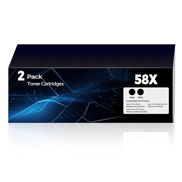 58X Toner Cartridge Black Laser Jet Pro M404dw Enterprise M406dn Compatible for HP 58X CF258X Toner Cartridges Replacement Pro M404dw M406dn M404dn M404n MFP M430f M428dw M428fdn fdw Printer(2 Black)