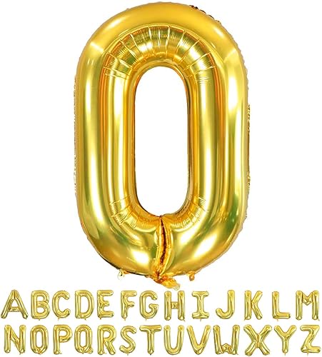 Globos dorados de la letra O de 40 pulgadas, globos grandes del alfabeto O globos dorados de helio de aluminio de Mylar para decoración de