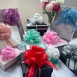 6 PCS Large Pull Bows for Gift Wrapping, 6 Inches, Perfect for Decorative Boxes, Flower Arrangements, and Holiday Gift Packaging (Blue-Green)