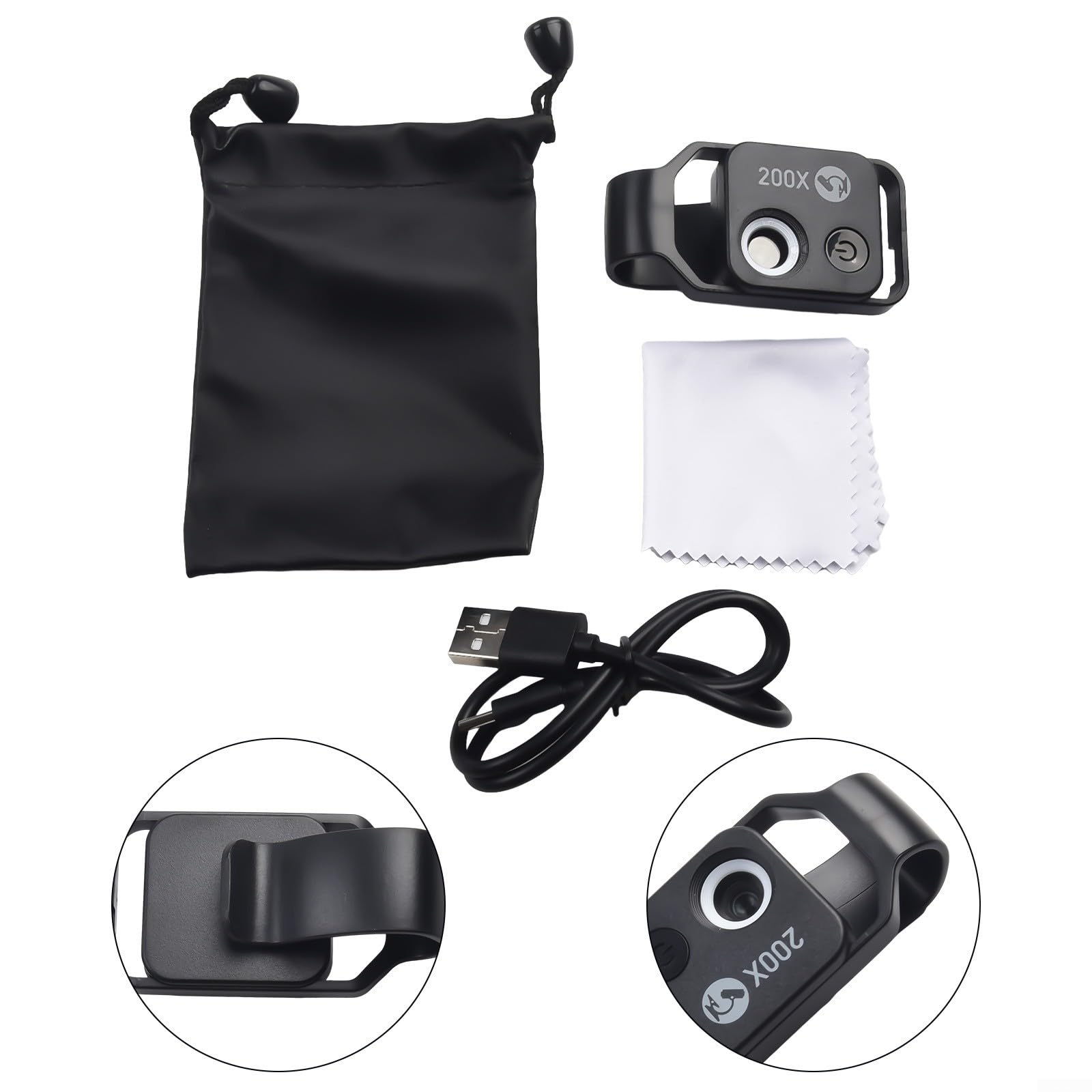 Handy Mikroskop,Mini Kamera,Tragbares Handy-Mikroskop 200X HD Identifikation Schmuck Vergrößerungslinse