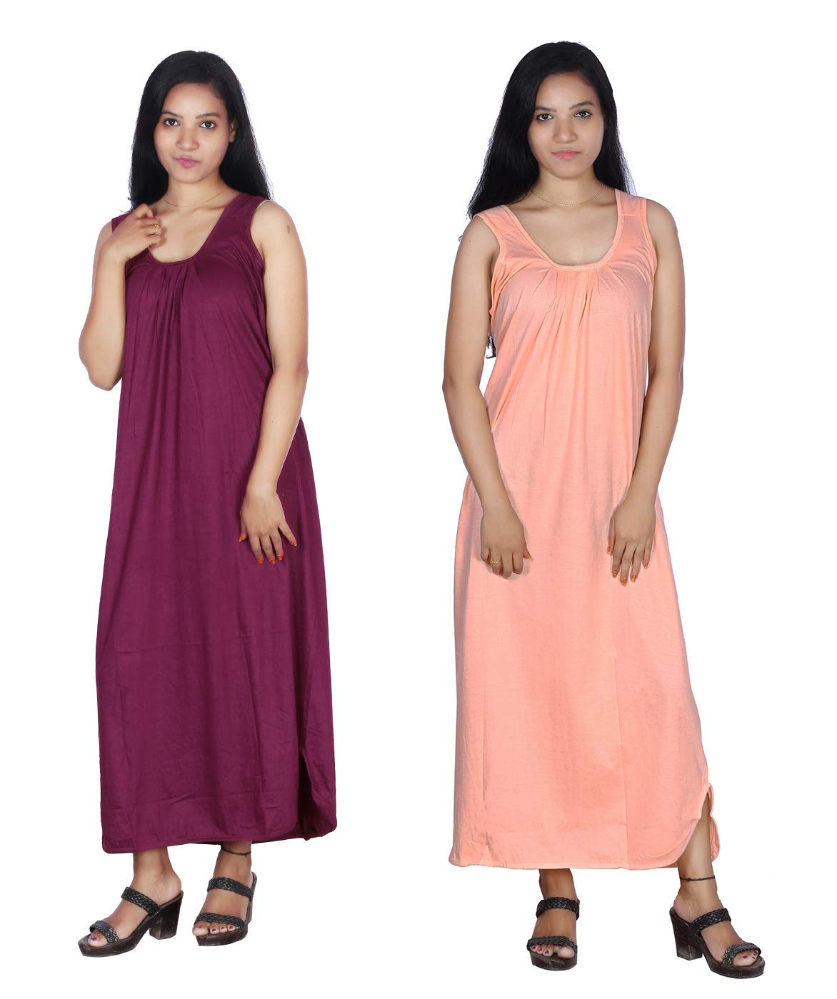 Rylie Women's Cotton Fabric Long Nighty Slip/Chemise - Full Length Camisole for Women - Plus Size Nighty - Kurti Slip