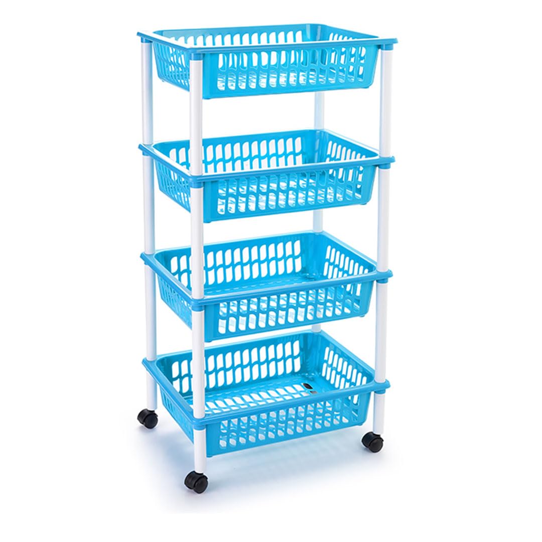 Desserte de cuisine DRW avec paniers amovibles en plastique bleu nuit