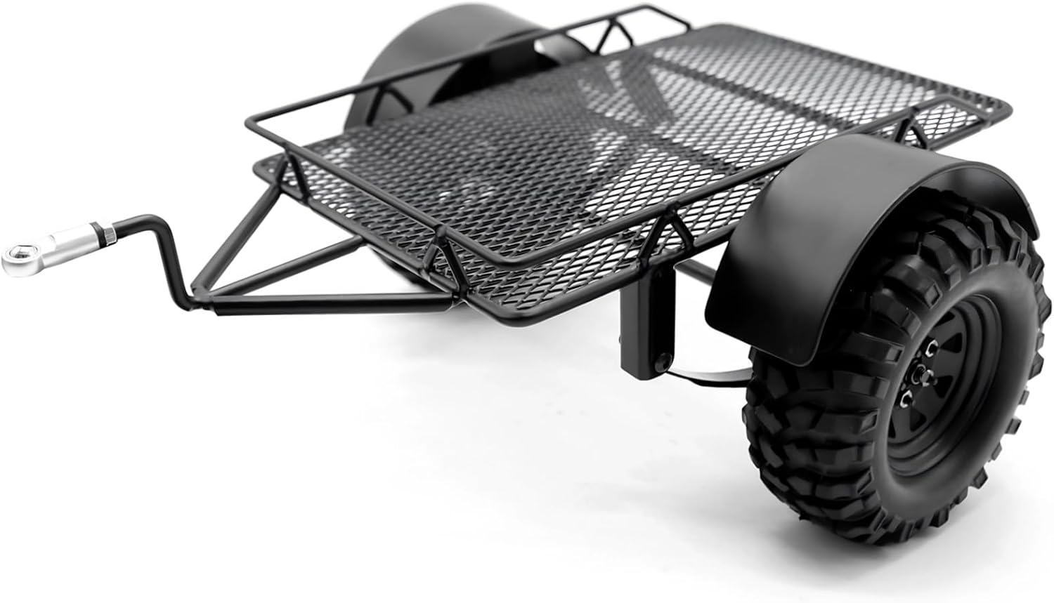 1/10 RC Trailer, Black Metal RC Car Trailer Hopper with Two Tires, Heavy Duty Trailer Truck Metal Kit for Axial SCX10 D90 TRX4 1/10 DIY Parts