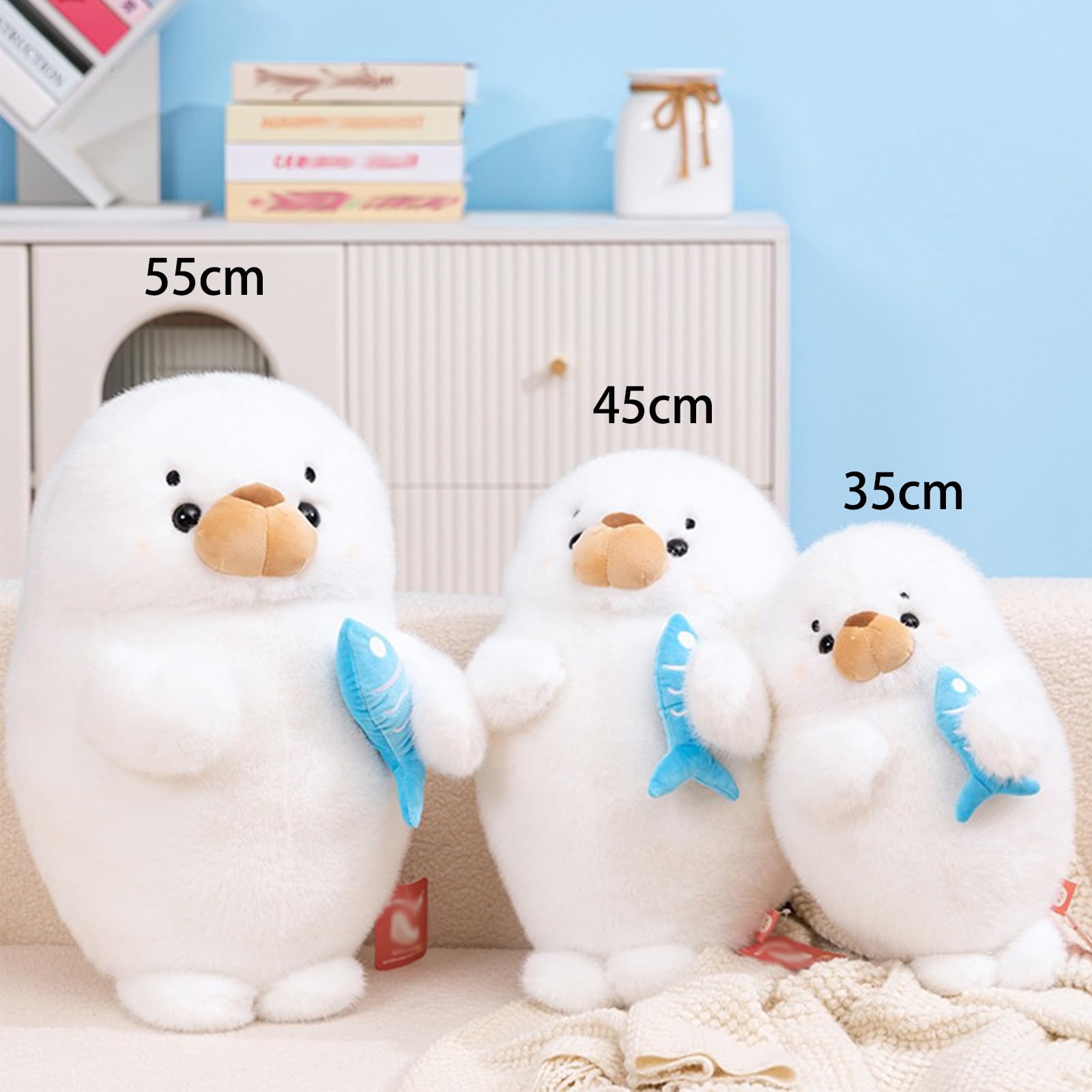 Robben Kuscheltier, 35/45/55cm Plüschtier, Stofftier Plüsch Puppe Plüschtiere, Geschenk für Jungen Mädchen (55CM)
