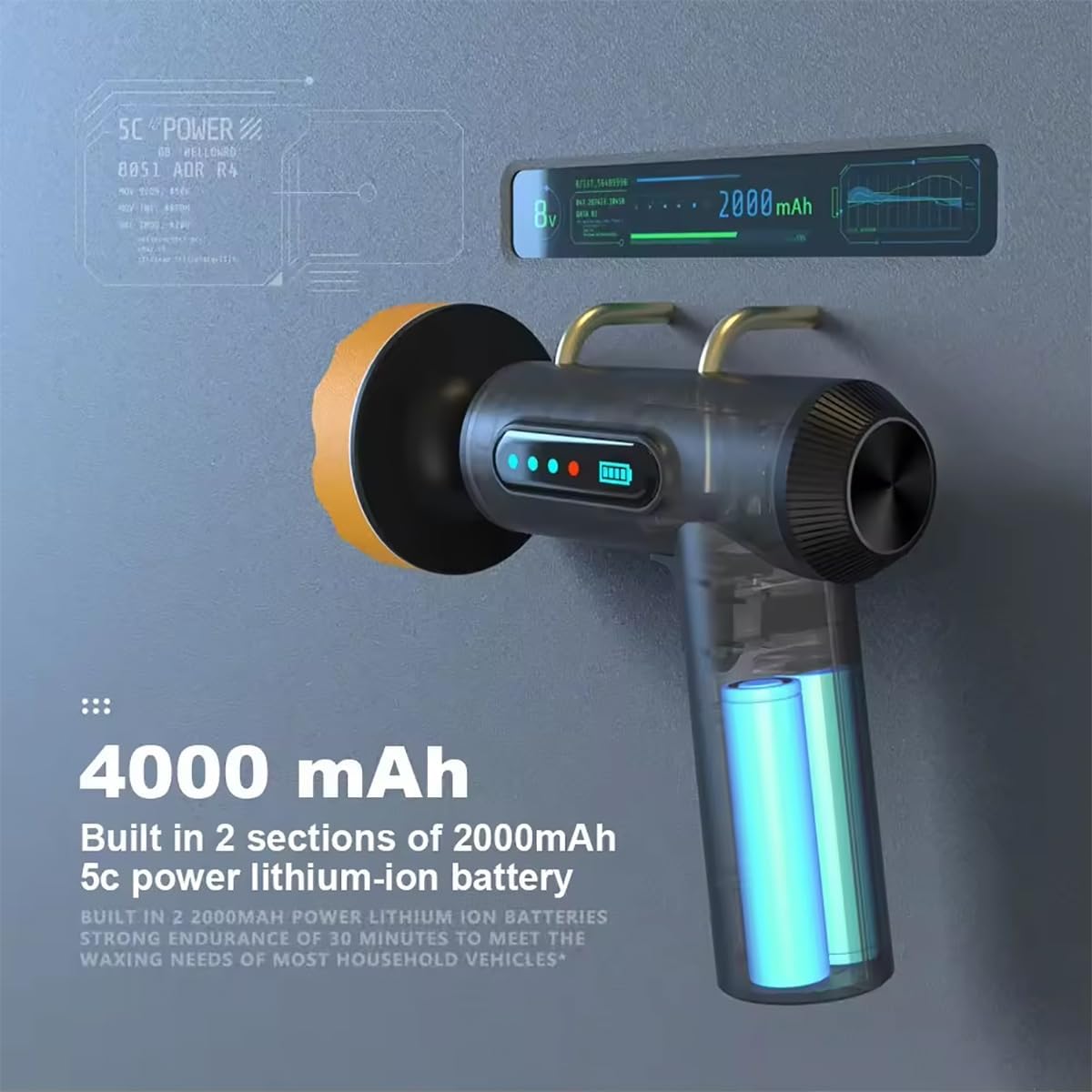 Pulidora De Búfer De Coche Inalámbrica, Kit De Pulidora Eléctrica Portátil, con Batería Recargable De 2000 MAh, 3 Bandejas De Encerado, para Pulido De Detalles De Coche, Encerado