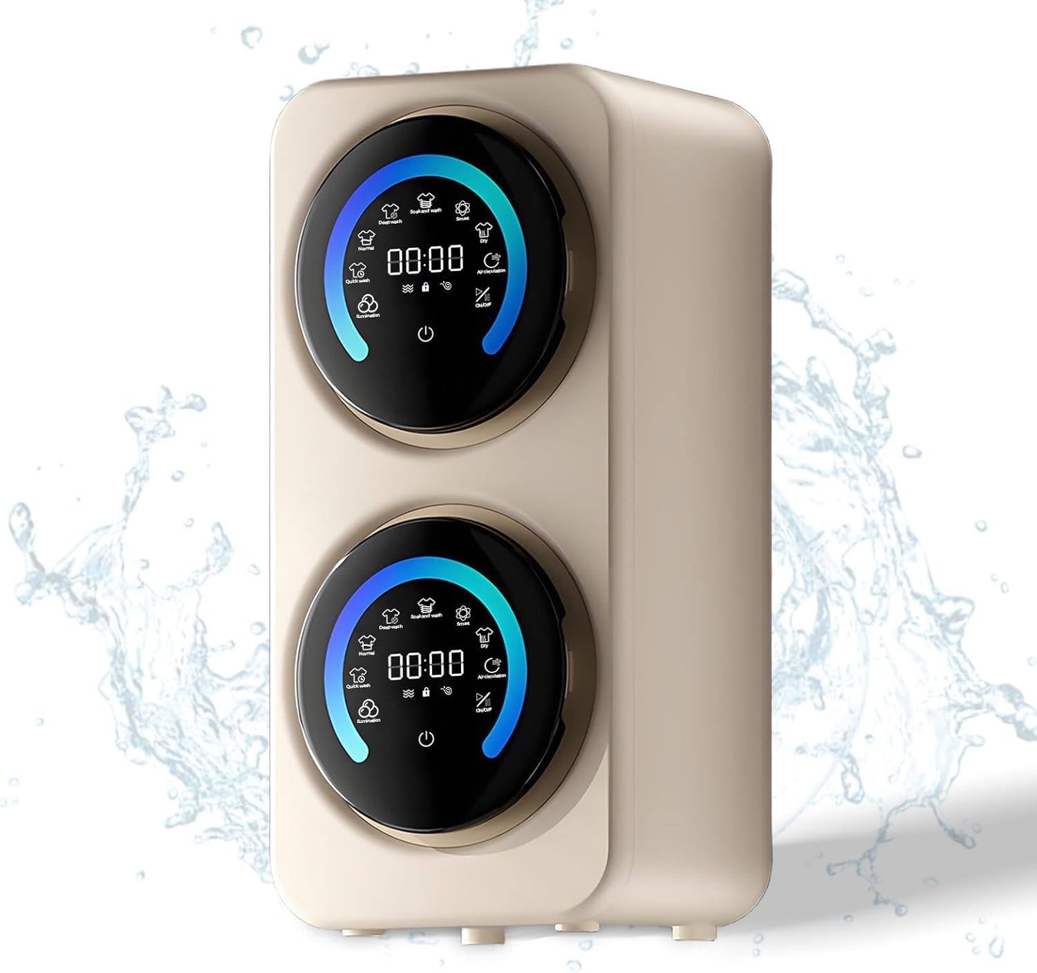 2 w 1 mini pralka i suszarka, kompaktowa pralka dwukomorowa, pojemność 3,5 l x 2, 45 dB, bardzo cicha, idealna do akademika, mieszkania, kampera, biurka dla dzieci Wall-mounted-White