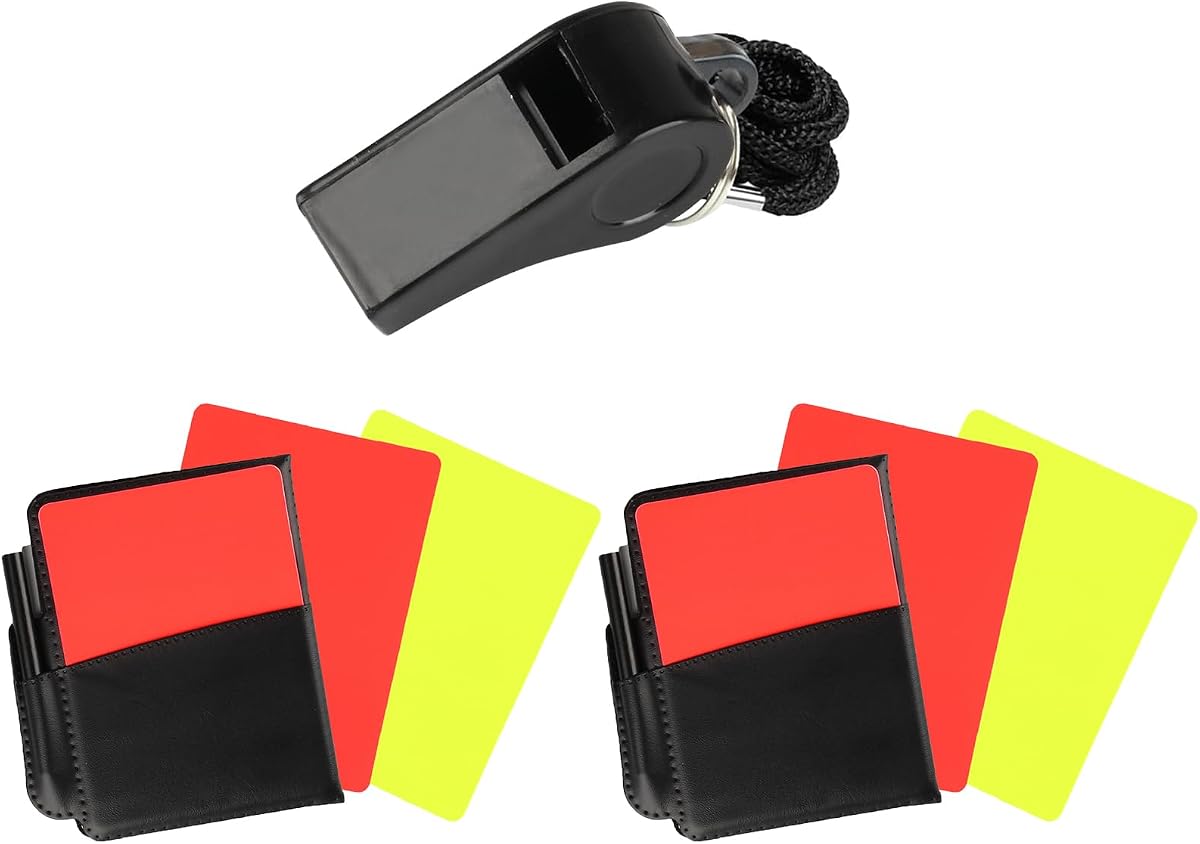 Kit de árbitro de fútbol, ​​juego de 2 tarjetas de árbitro de fútbol y 1 silbato de árbitro de fútbol