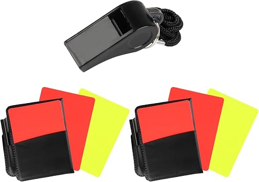 Soccer Referee Kit, 2 Soccer Referee Card Set &1 Soccer Referee Whistle | with Lanyard ,Red and Yellow Cards for Soccer and Loud Crisp Sound Whistle for Coaches Referee Training Lifeguard Whistles