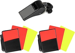 Soccer Referee Kit,1 Soccer Referee Whistle with Lanyard & 2 Soccer Referee Card Set,Red and Yellow Cards for Soccer and Loud Crisp Sound Whistle for Coaches Referee Training Lifeguard Whistles