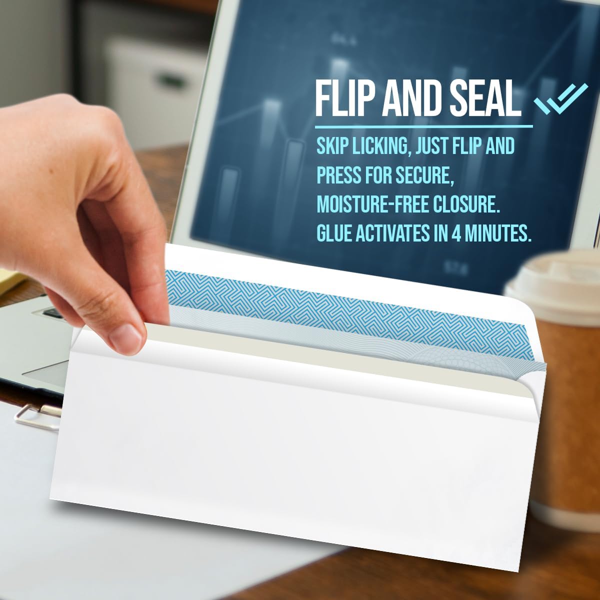 Compuchecks Double Window Envelopes #8- Flip and Seal Flap, Security Business Mailing Check Envelopes - Tamper Evident, Security Tint - 250 Count – Guaranteed to fit QuickBooks Checks - Image 3