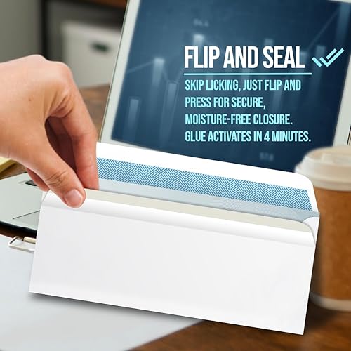 Miniatura 3 de Compuchecks Sobres de doble ventana #10 - Solapa abatible y sellada, sobres de correo de seguridad para negocios - A prueba de manipulaciones, tinte