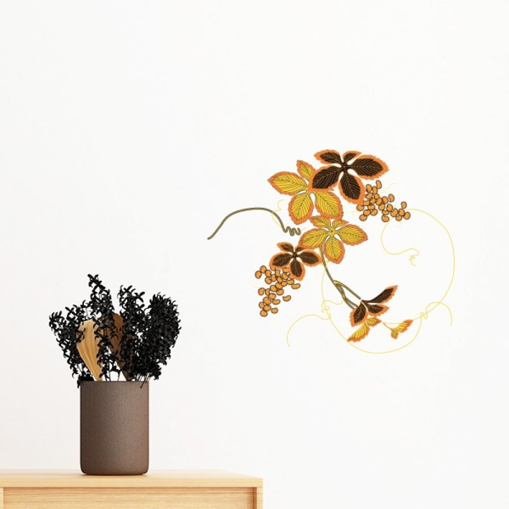 Peinture Japonaise Brown Sticker Mural Amovible Fleur 80cm DIYthinker