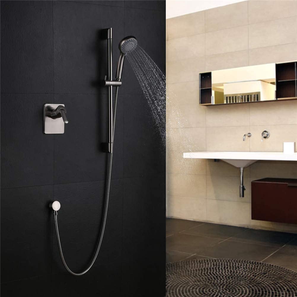Robinet de douche à effet pluie en laiton nickel brossé mural