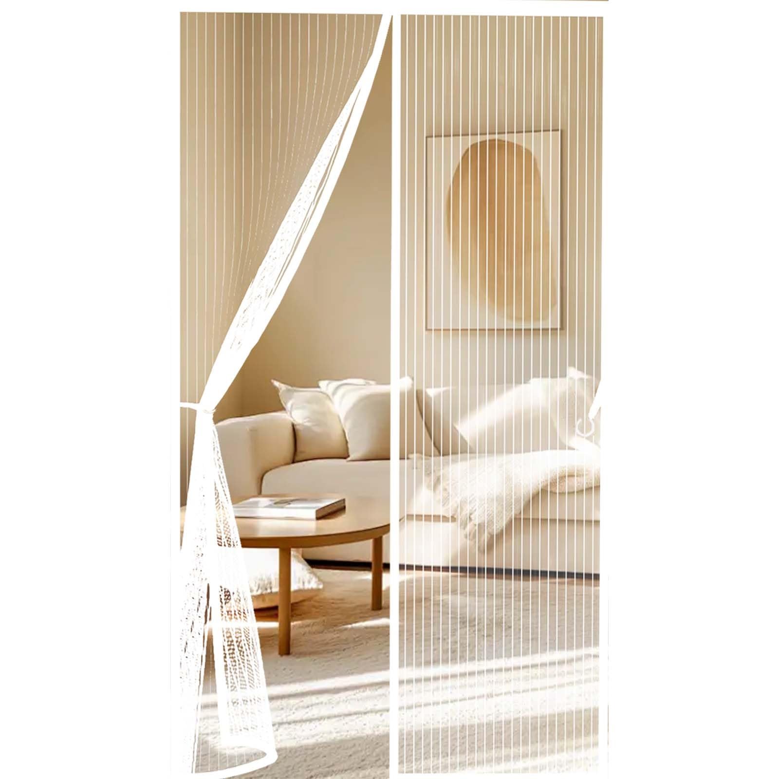 Feijdon White Heavy Duty Bug Mesh Curtain 106 X 204 Cm Durable, Keeps Bugs Out, Kid And Pet Friendly Fly Screen Door Mesh Screen Curtain Hundreds Of Sizes, Lets Fresh Air In,