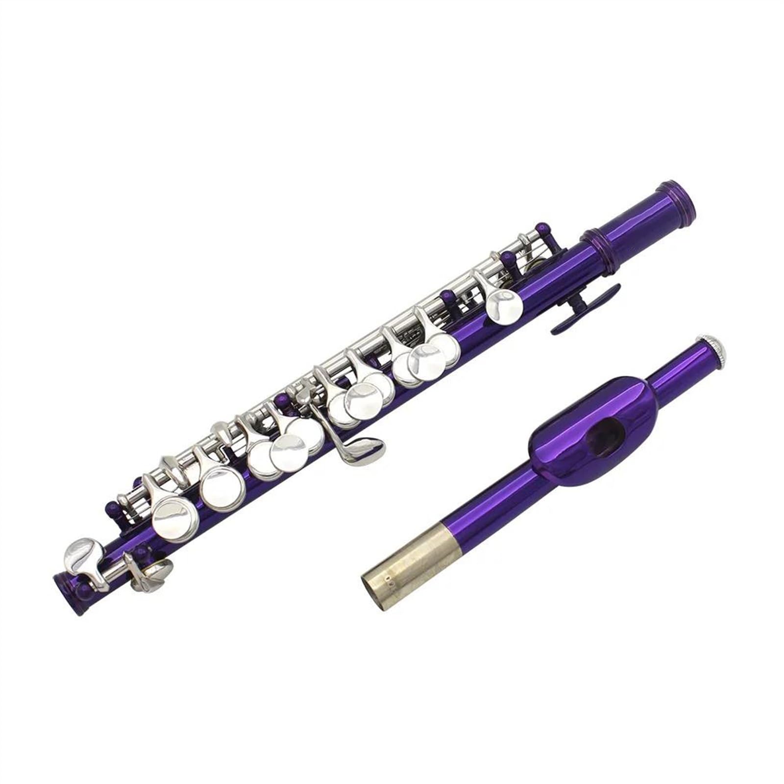 Profesional Flauta Travesera Piccolo Morado 16 Agujeros Cerrados Añadir Llave E Flauta De Cuproníquel De Tamaño Medio Con Funda De Cuero