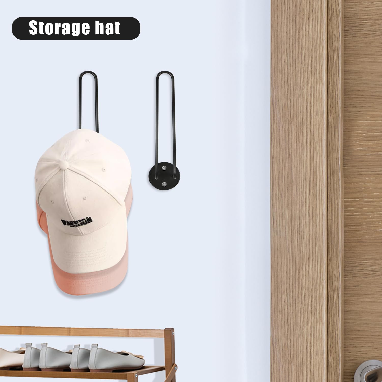Porta Cappelli Parete Porta Cappelli Armadio Appendi Cappelli Portacappelli, 2 Pezzi Appendiabiti Rack Organizzatore Armadio Appeso Cappello Baseball, Espositore a Sfera per Camera da Letto