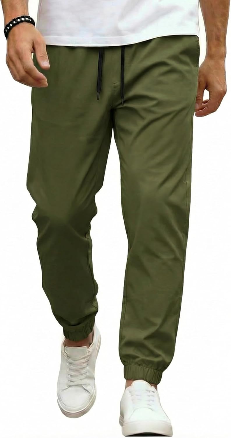 COOFANDY Men Casual Joggers Pants Cotton Cargo Elastic Waist Chino Pants Twill Hiking Outdoor Sweatpants