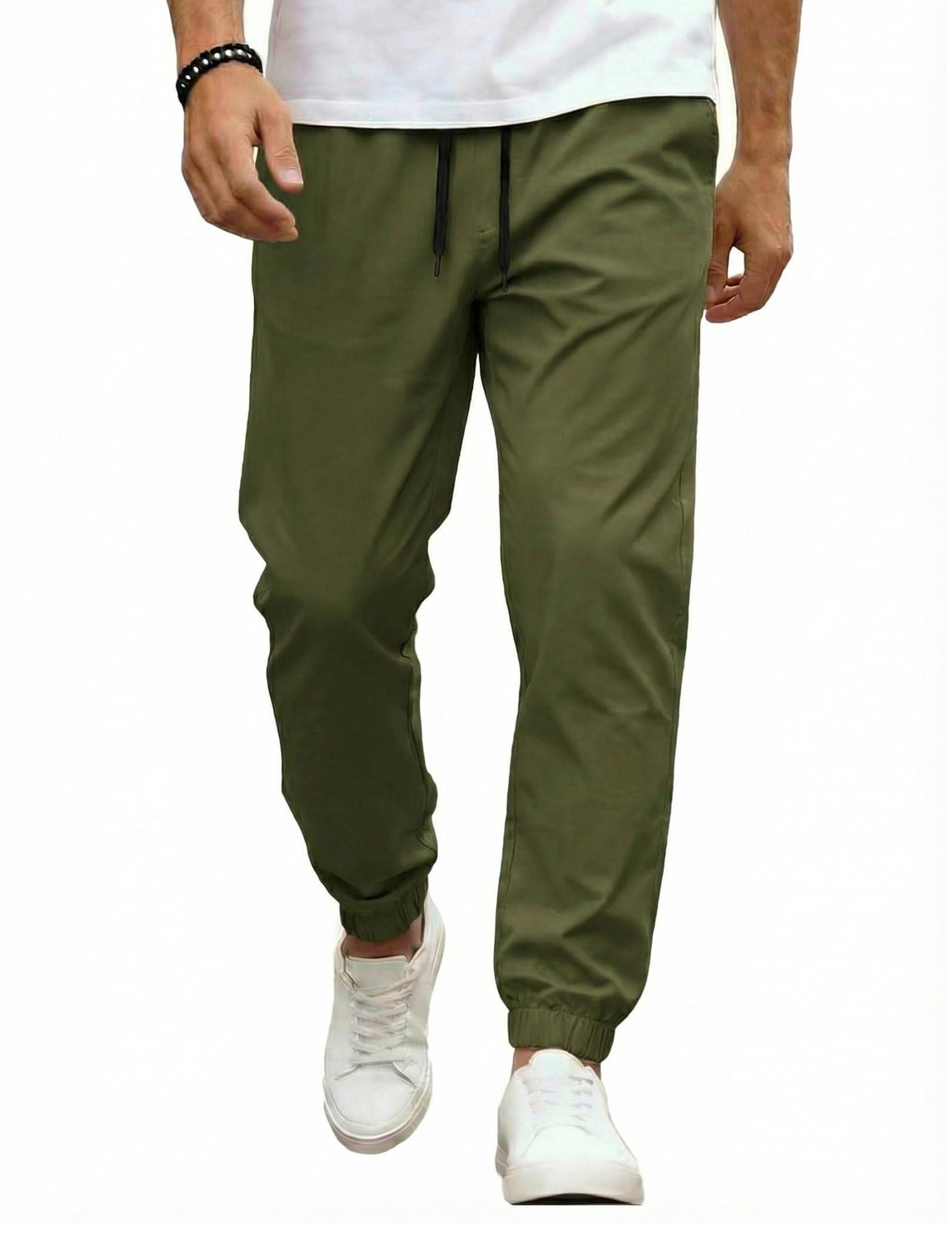 COOFANDY Men Casual Joggers Pants Cotton Cargo Elastic Waist Chino Pants Twill Hiking Outdoor Sweatpants