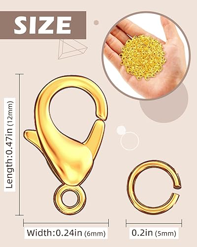 Miniatura 2 de Juego de 700 cierres de pinza de langosta y anillos de salto abiertos, cierres de langosta para hacer joyas, collares, broches, pulseras, cierres de
